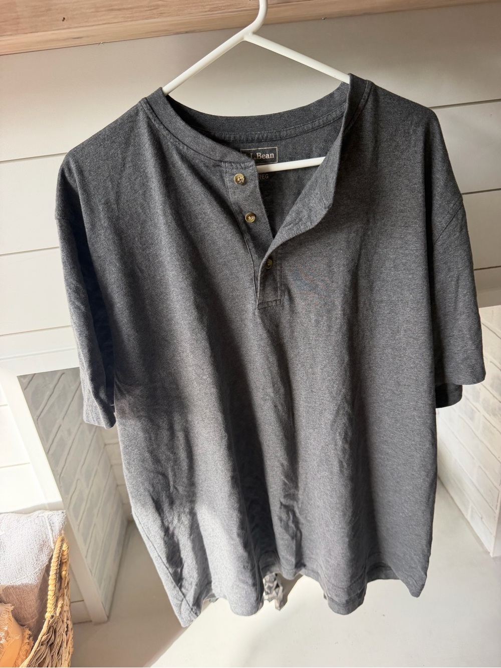 L.L. Bean Men's Dark Gray Henley Polo